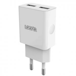 Loopd 2 Port 3.0 A Wall Charger White 
